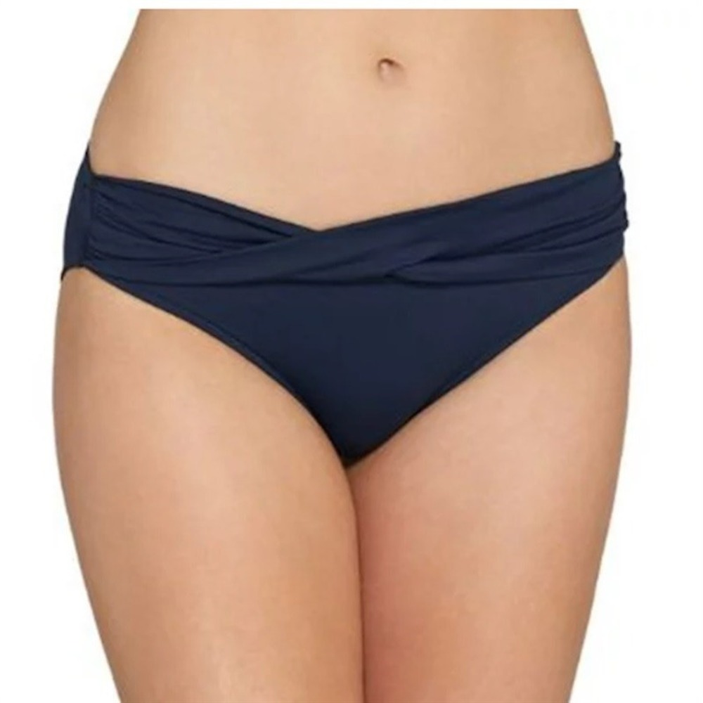 NWOT Seafolly 14 USA Solid Twist Hipster Bikini Bottom Blue 132202
